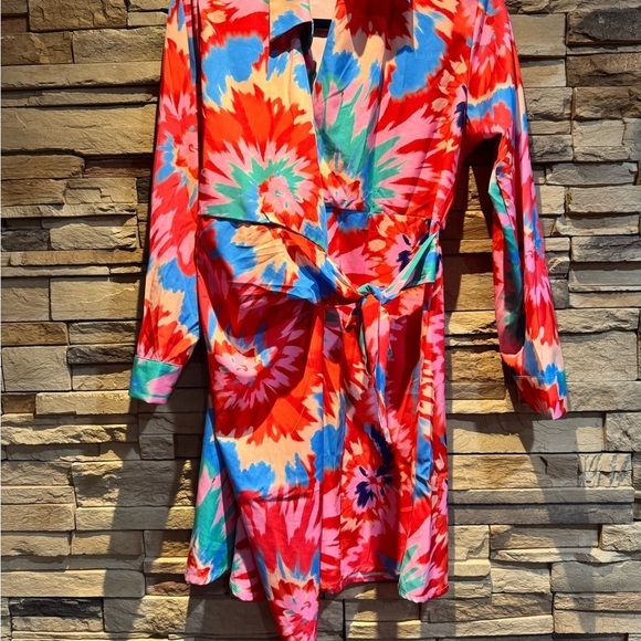 sunday up Dresses & Skirts - Sunday Up Colorful Long Sleeve Wrap Dress